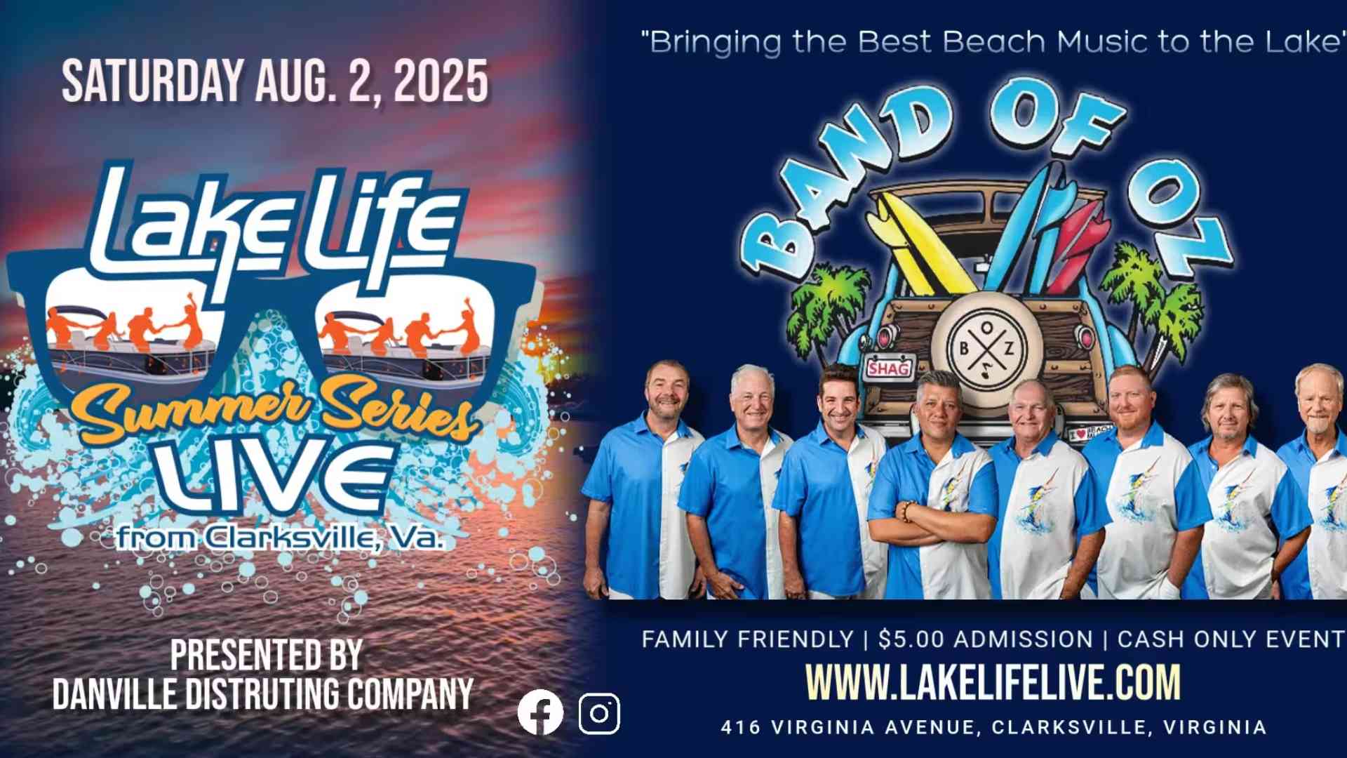 LAKE LIVE SUMMER SERIES: LIVE from Clarksville, VA with Band of Oz