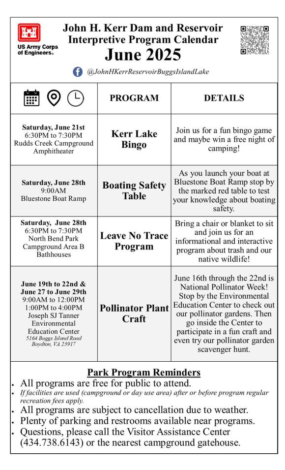 ARMY CORPS OF ENGINEERS / Pollinator Plant Craft June 27 to June 29th
